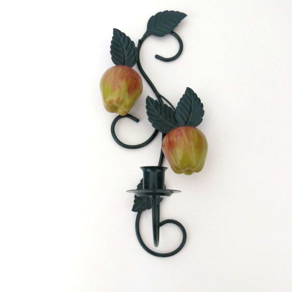 Vintage Homco Home Interiors Apple Wall Candle Sconce 80's EUC